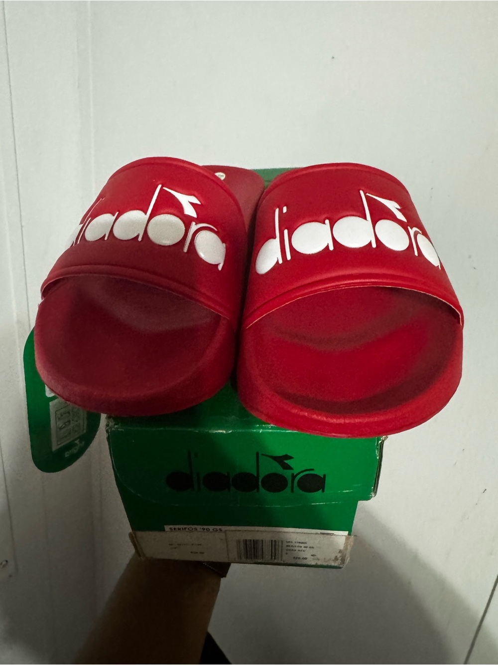 Diadora Red Slide Sandals with White Logo